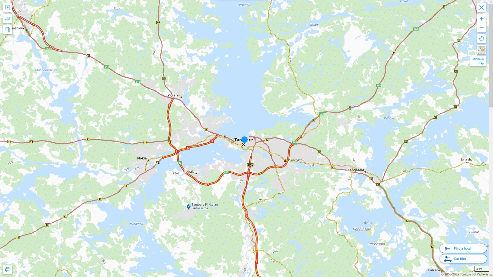 Tampere Highway and Road Map